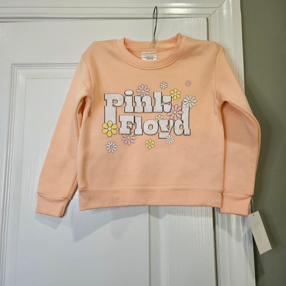 Pink Floyd Girl's Size XS (4/5) Floral‎ Print Peach Sweatshirt